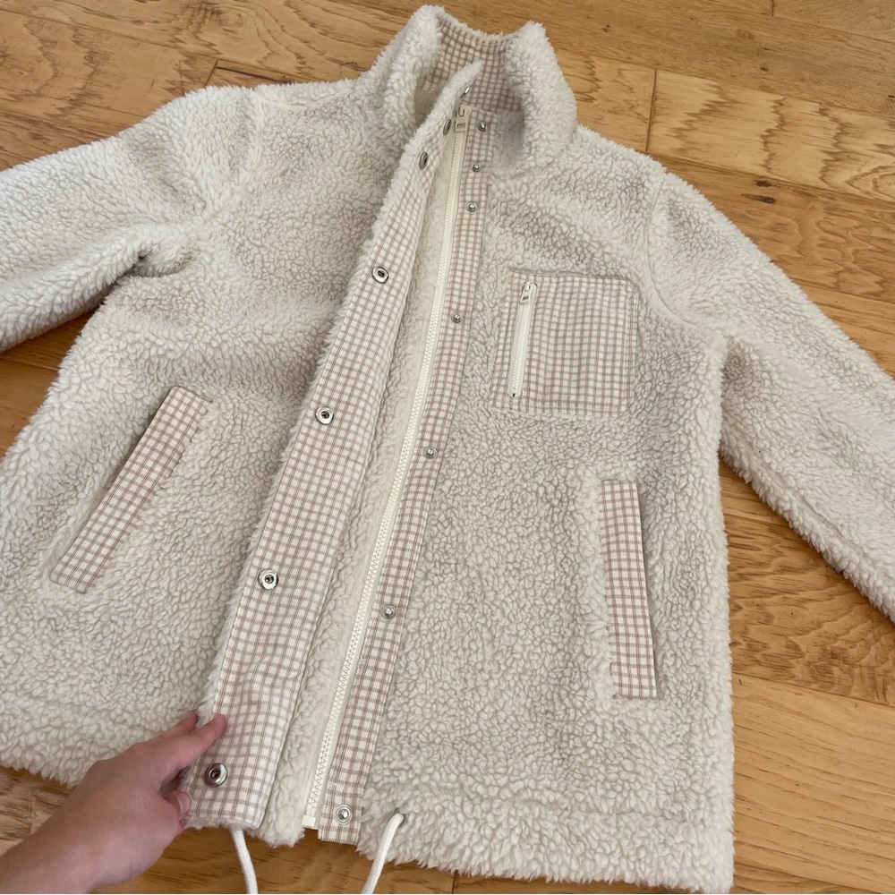 Madewell (Re)Sourced Sherpa Zip Jacket Cream Off White Size Small - Picture 4 of 11